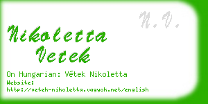nikoletta vetek business card