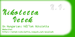 nikoletta vetek business card